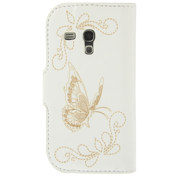 Butterfly Pattern Leather Case with Credit Card Slots & Holder for Galaxy S III mini / i8190