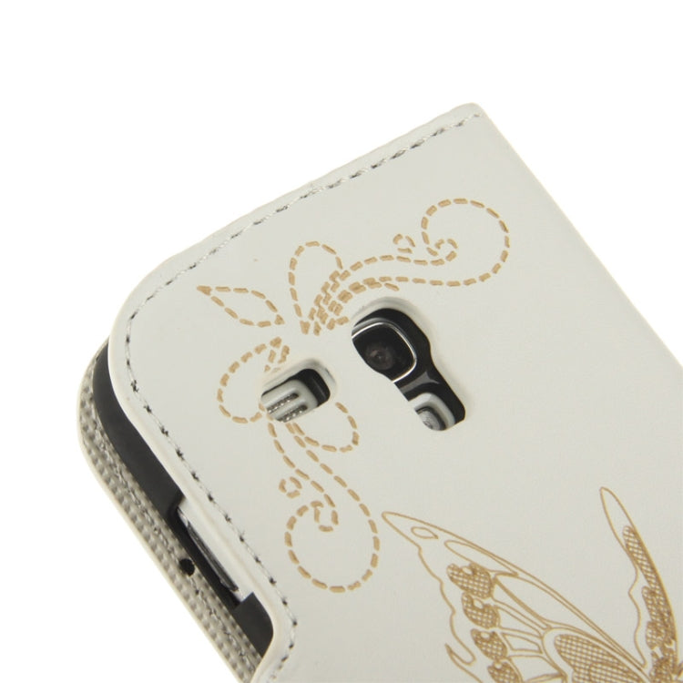 Butterfly Pattern Leather Case with Credit Card Slots & Holder for Galaxy S III mini / i8190