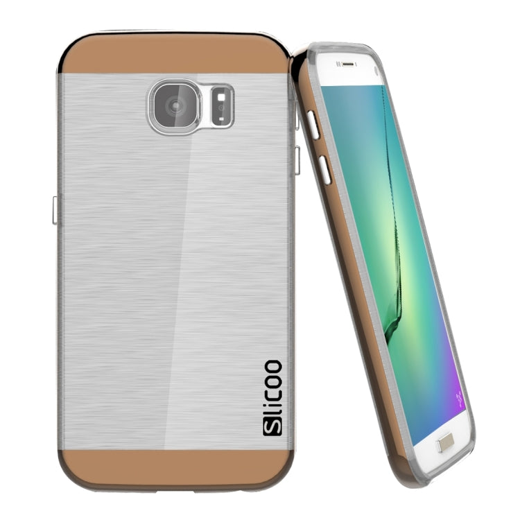 SLiCOO Concise Fashion Separable Dichromatic Brushed Texture Transparenct TPU + Electroplating PC Combination Case for Galaxy S7 Plus(Coffee)