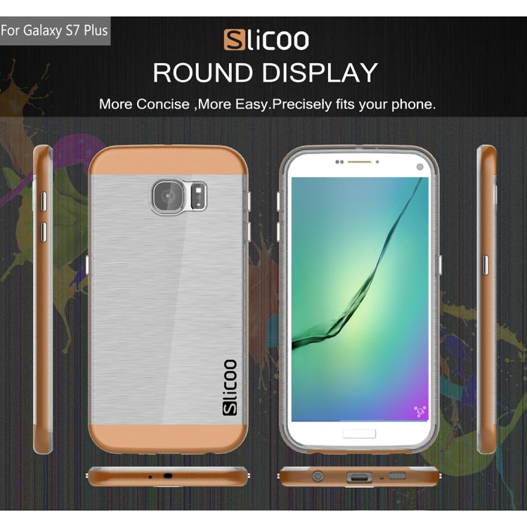 SLiCOO Concise Fashion Separable Dichromatic Brushed Texture Transparenct TPU + Electroplating PC Combination Case for Galaxy S7 Plus(Coffee)