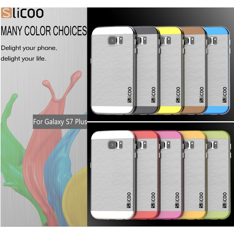 SLiCOO Concise Fashion Separable Dichromatic Brushed Texture Transparenct TPU + Electroplating PC Combination Case for Galaxy S7 Plus(Coffee)