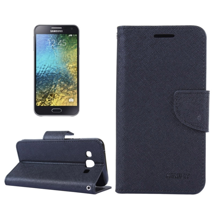 MERCURY Cross Texture Contrast Color Style Leather Case with Holder & Card Slots & Wallet for Galaxy E5 / E500