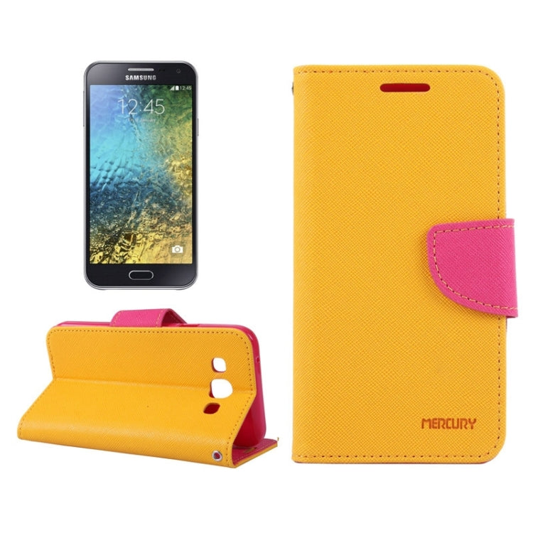 MERCURY Cross Texture Contrast Color Style Leather Case with Holder & Card Slots & Wallet for Galaxy E5 / E500