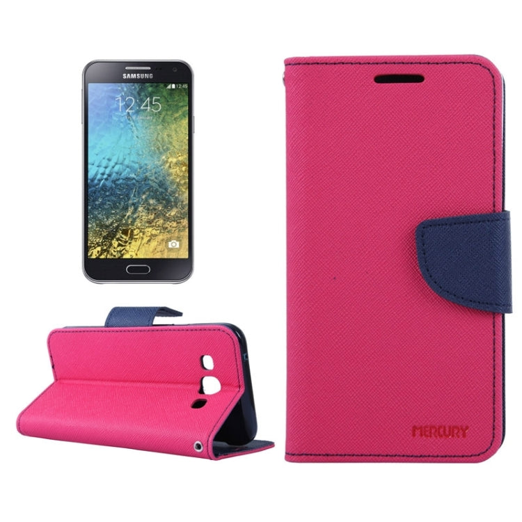 MERCURY Cross Texture Contrast Color Style Leather Case with Holder & Card Slots & Wallet for Galaxy E5 / E500