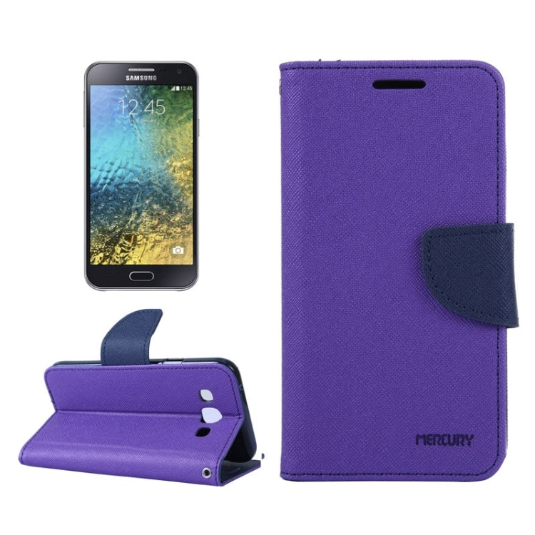 MERCURY Cross Texture Contrast Color Style Leather Case with Holder & Card Slots & Wallet for Galaxy E5 / E500