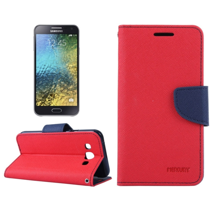 MERCURY Cross Texture Contrast Color Style Leather Case with Holder & Card Slots & Wallet for Galaxy E5 / E500
