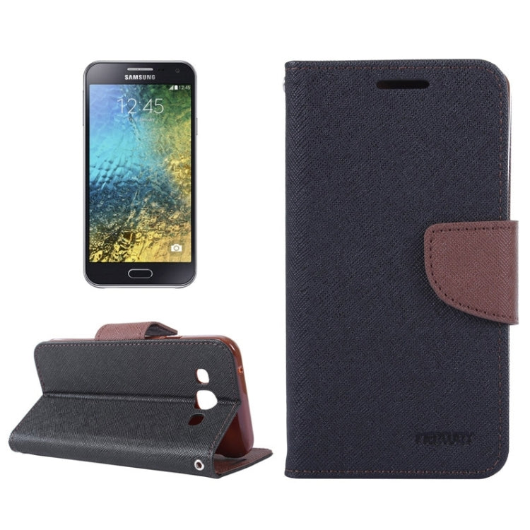 MERCURY Cross Texture Contrast Color Style Leather Case with Holder & Card Slots & Wallet for Galaxy E5 / E500