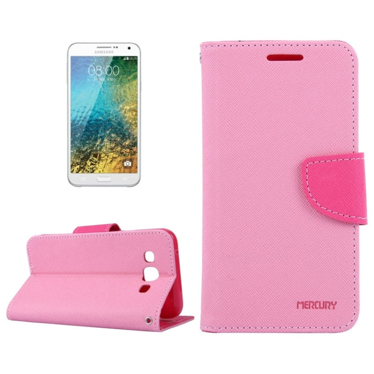 MERCURY Cross Texture Contrast Color Style Leather Case with Holder & Card Slots & Wallet for Galaxy E7 / E700