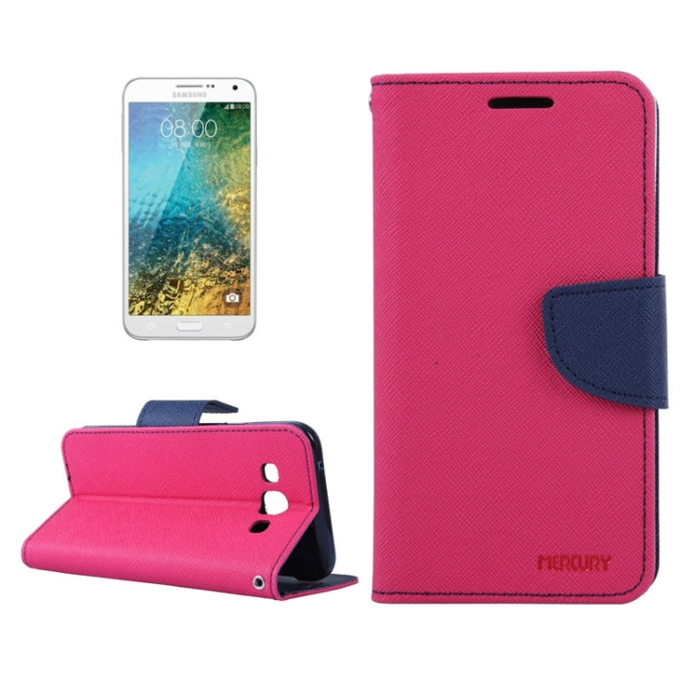MERCURY Cross Texture Contrast Color Style Leather Case with Holder & Card Slots & Wallet for Galaxy E7 / E700