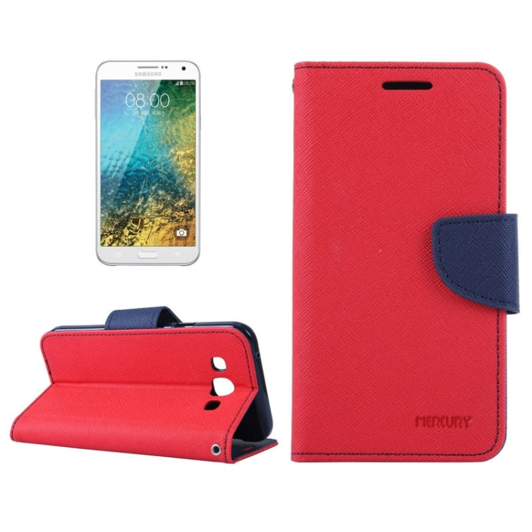 MERCURY Cross Texture Contrast Color Style Leather Case with Holder & Card Slots & Wallet for Galaxy E7 / E700