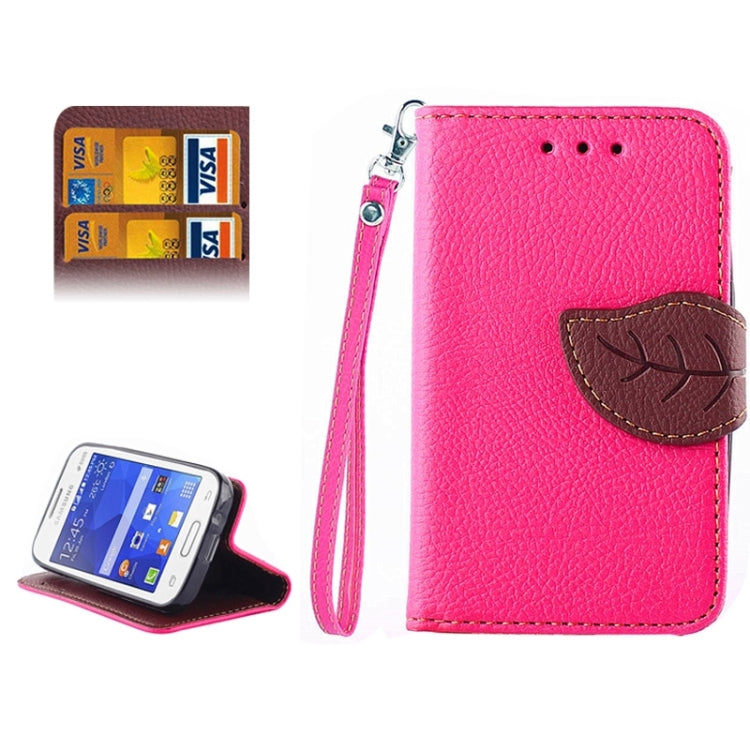 Leaf Magnetic Snap Litchi Texture Horizontal Flip Leather Case with Card Slots & Wallet & Holder & Lanyard for Galaxy Young 2 / G130