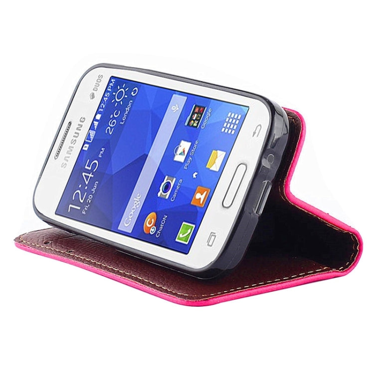 Leaf Magnetic Snap Litchi Texture Horizontal Flip Leather Case with Card Slots & Wallet & Holder & Lanyard for Galaxy Young 2 / G130