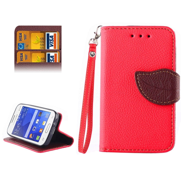 Leaf Magnetic Snap Litchi Texture Horizontal Flip Leather Case with Card Slots & Wallet & Holder & Lanyard for Galaxy Young 2 / G130