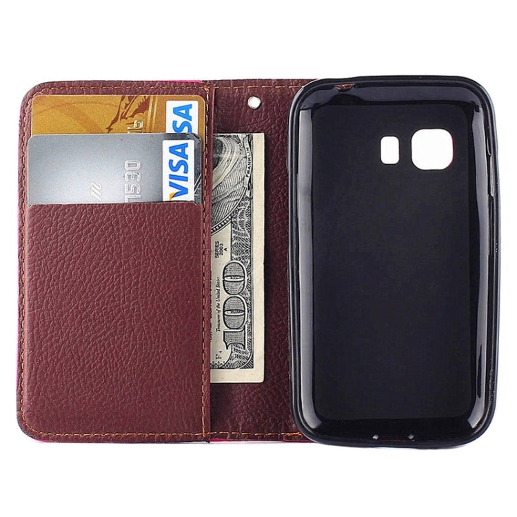 Leaf Magnetic Snap Litchi Texture Horizontal Flip Leather Case with Card Slots & Wallet & Holder & Lanyard for Galaxy Young 2 / G130
