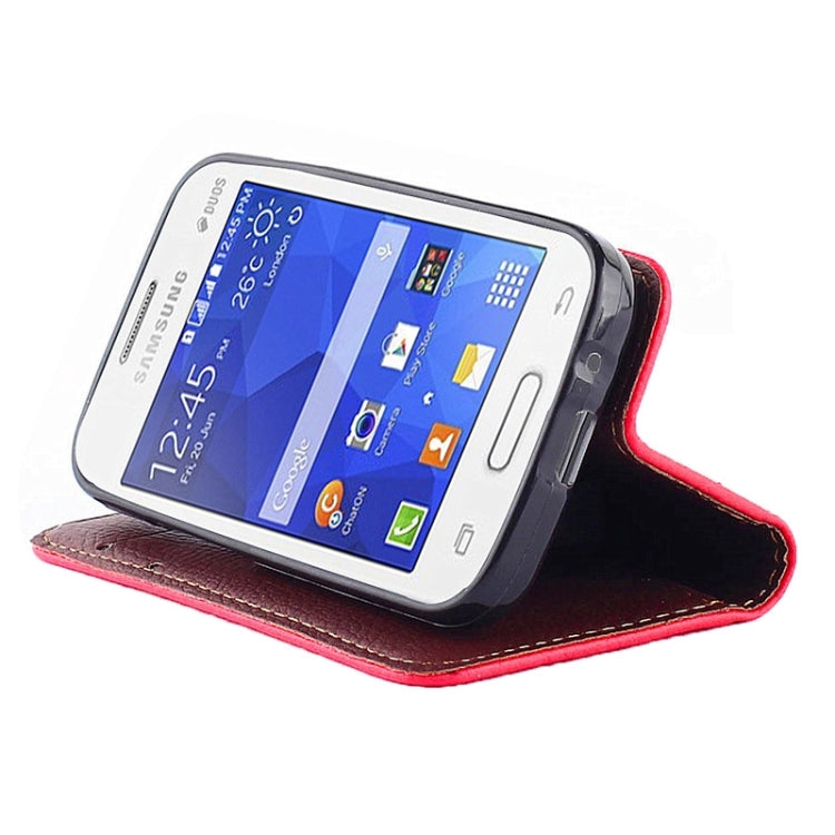 Leaf Magnetic Snap Litchi Texture Horizontal Flip Leather Case with Card Slots & Wallet & Holder & Lanyard for Galaxy Young 2 / G130