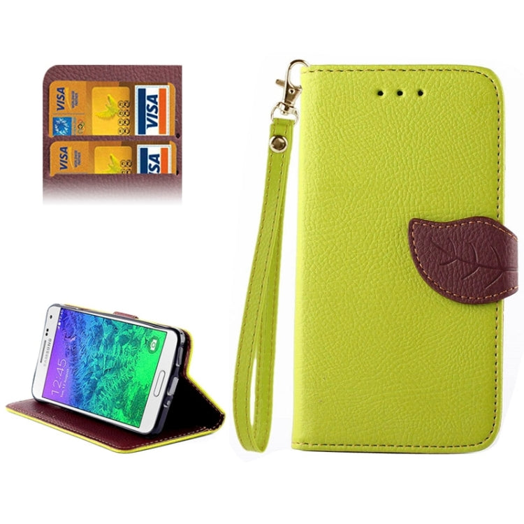 Leaf Magnetic Snap Litchi Texture Horizontal Flip Leather Case with Card Slots & Wallet & Holder & Lanyard for Galaxy Alpha / G850F