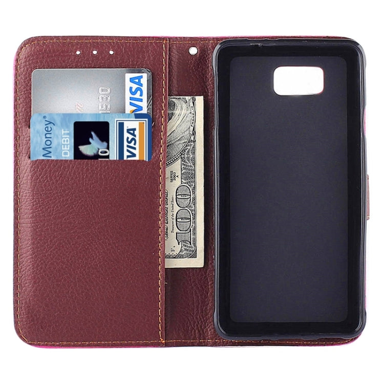 Leaf Magnetic Snap Litchi Texture Horizontal Flip Leather Case with Card Slots & Wallet & Holder & Lanyard for Galaxy Alpha / G850F