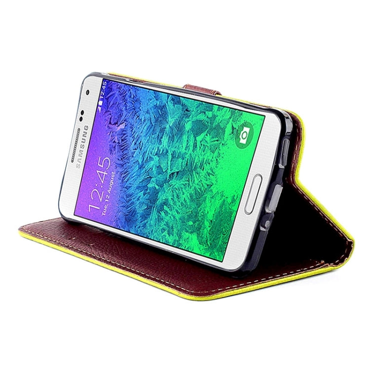 Leaf Magnetic Snap Litchi Texture Horizontal Flip Leather Case with Card Slots & Wallet & Holder & Lanyard for Galaxy Alpha / G850F