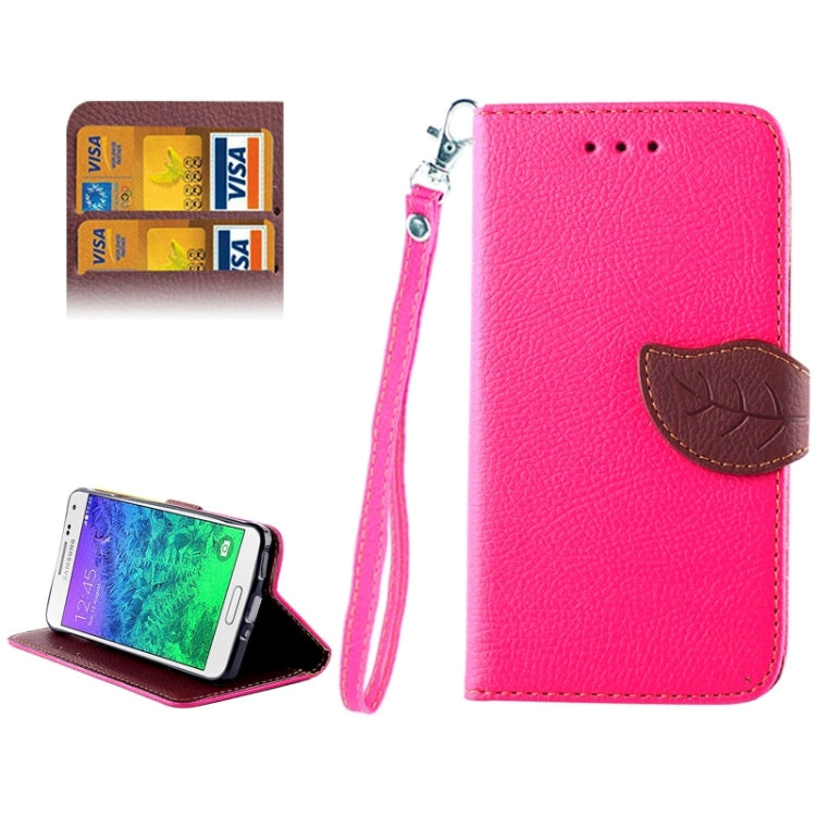 Leaf Magnetic Snap Litchi Texture Horizontal Flip Leather Case with Card Slots & Wallet & Holder & Lanyard for Galaxy Alpha / G850F