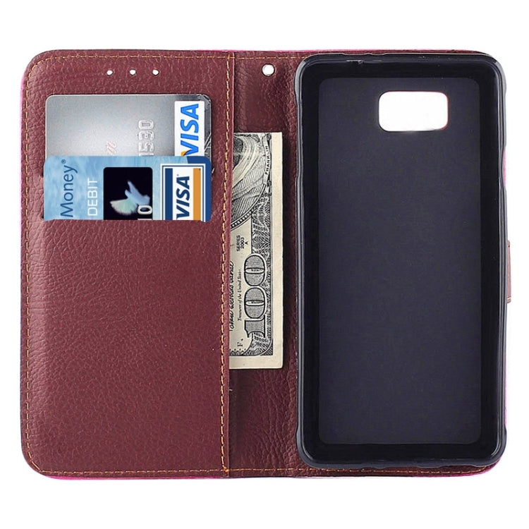 Leaf Magnetic Snap Litchi Texture Horizontal Flip Leather Case with Card Slots & Wallet & Holder & Lanyard for Galaxy Alpha / G850F