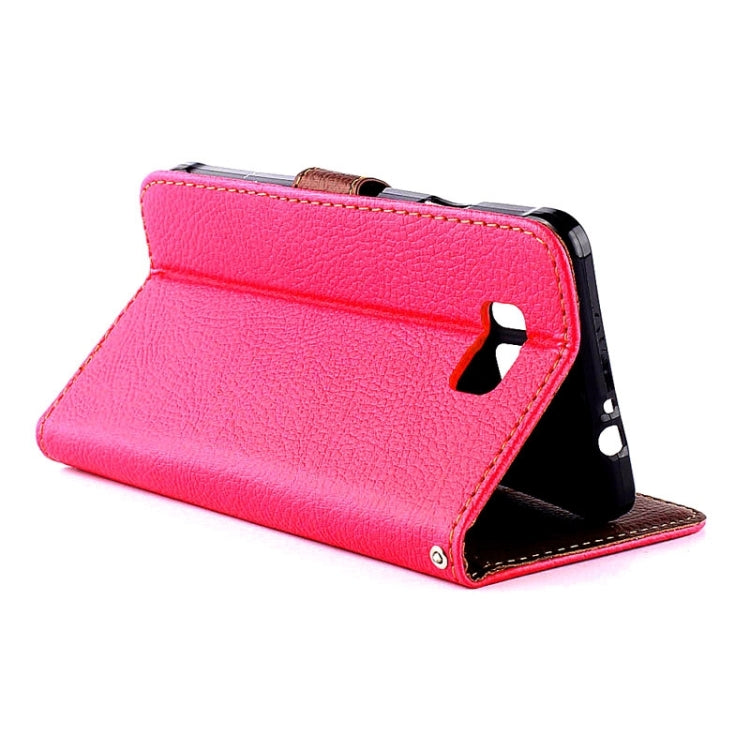 Leaf Magnetic Snap Litchi Texture Horizontal Flip Leather Case with Card Slots & Wallet & Holder & Lanyard for Galaxy Alpha / G850F