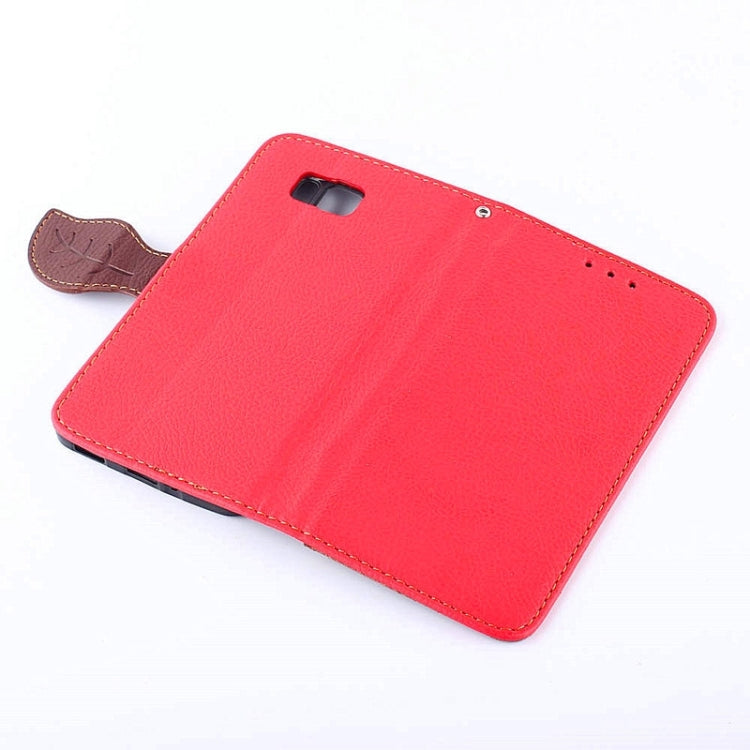 Leaf Magnetic Snap Litchi Texture Horizontal Flip Leather Case with Card Slots & Wallet & Holder & Lanyard for Galaxy Alpha / G850F