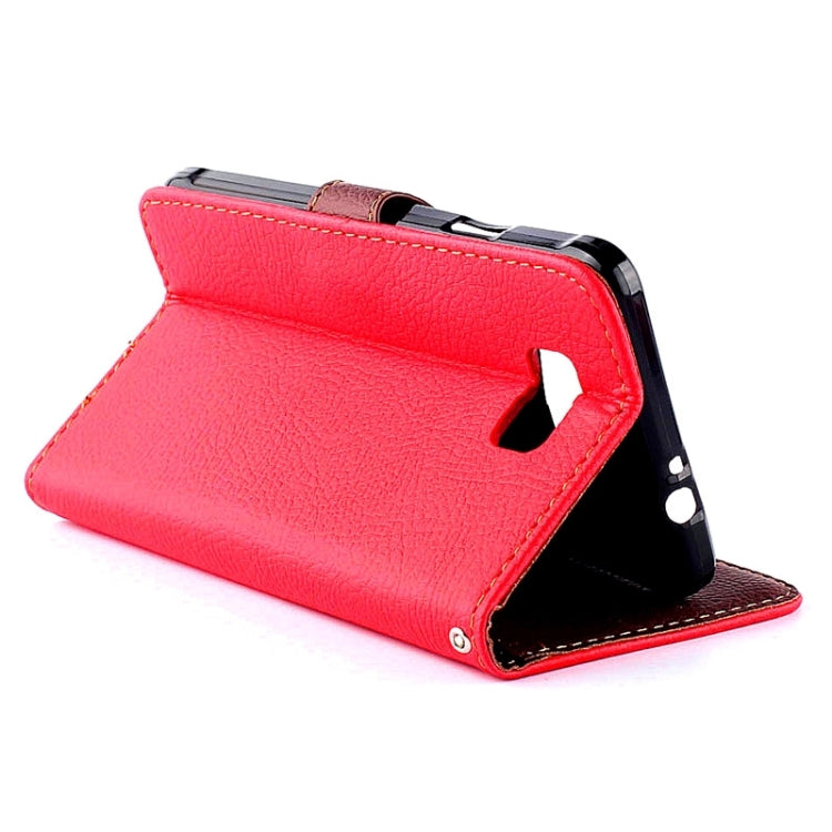 Leaf Magnetic Snap Litchi Texture Horizontal Flip Leather Case with Card Slots & Wallet & Holder & Lanyard for Galaxy Alpha / G850F