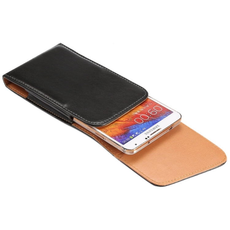 5.5 Inch Universal Lambskin Texture Vertical Flip Leather Case / Waist Bag with Rotatable Back Splint for Galaxy Note III / N9000 & Note II / N7100 & Note / I9220