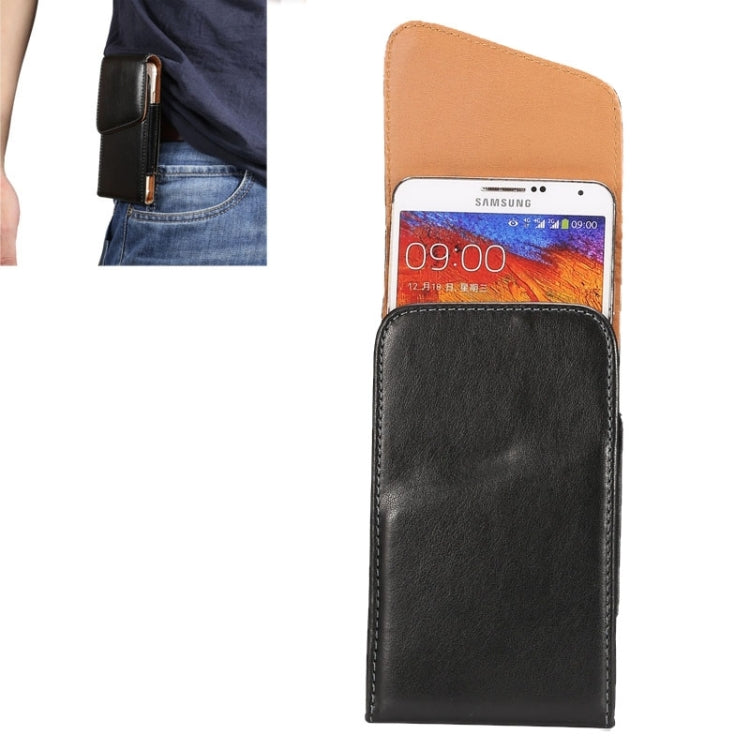 5.5 Inch Universal Lambskin Texture Vertical Flip Leather Case / Waist Bag with Rotatable Back Splint for Galaxy Note III / N9000 & Note II / N7100 & Note / I9220