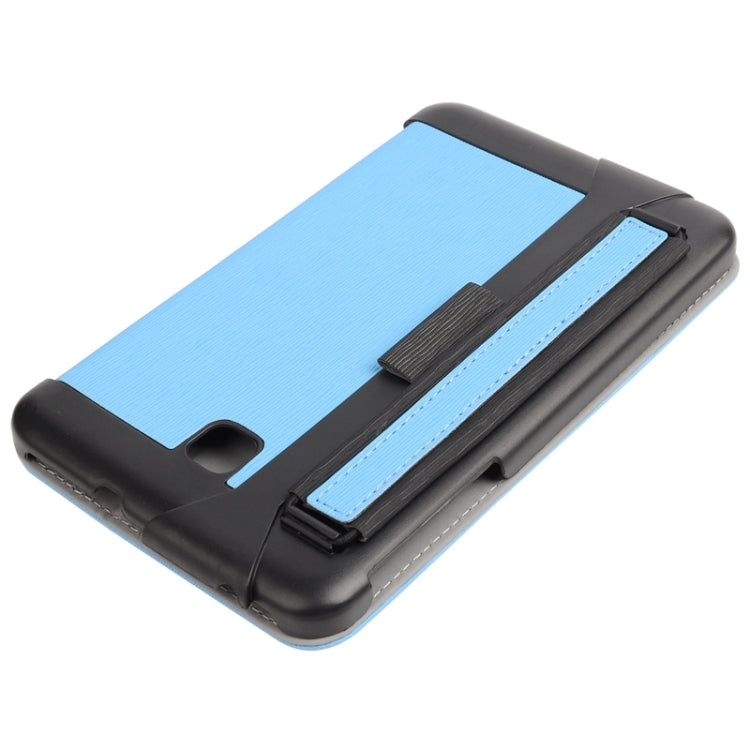 7.0 Inch Toothpick Texture Horizontal Flip Solid Color Leather Case with Holder & Hand Strap for Galaxy Tab 3 Lite / T110