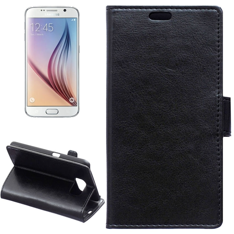 For Galaxy S6 / G920 Crazy Horse Texture Horizontal Flip Solid Color Magnetic Buckle Leather Case with Holder & Card Slots & Wallet