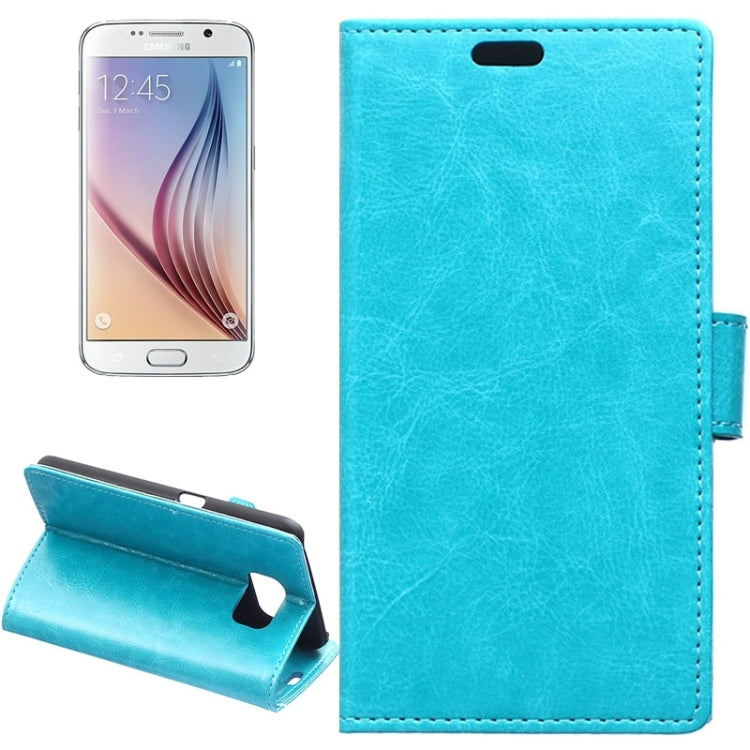 For Galaxy S6 / G920 Crazy Horse Texture Horizontal Flip Solid Color Magnetic Buckle Leather Case with Holder & Card Slots & Wallet
