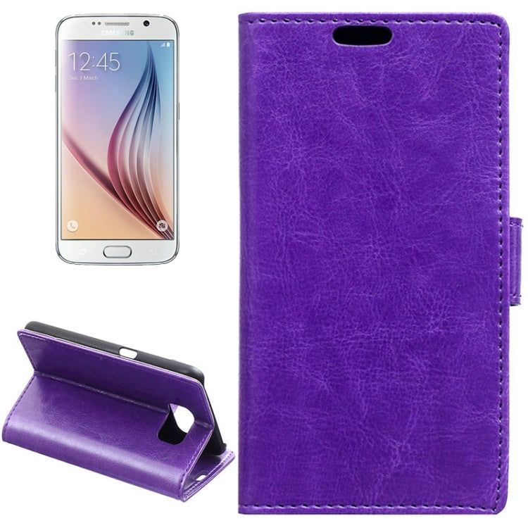 For Galaxy S6 / G920 Crazy Horse Texture Horizontal Flip Solid Color Magnetic Buckle Leather Case with Holder & Card Slots & Wallet