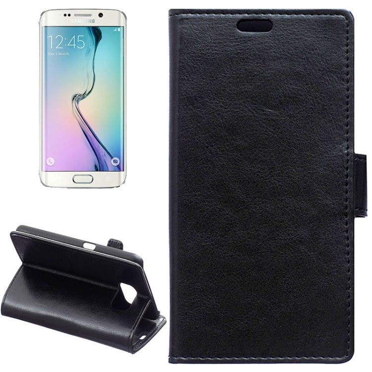 For Galaxy S6 Edge / G925 Crazy Horse Texture Horizontal Flip Solid Color Magnetic Buckle Leather Case with Holder & Card Slots & Wallet