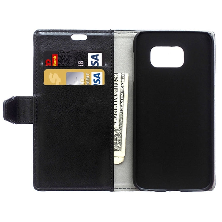 For Galaxy S6 Edge / G925 Crazy Horse Texture Horizontal Flip Solid Color Magnetic Buckle Leather Case with Holder & Card Slots & Wallet