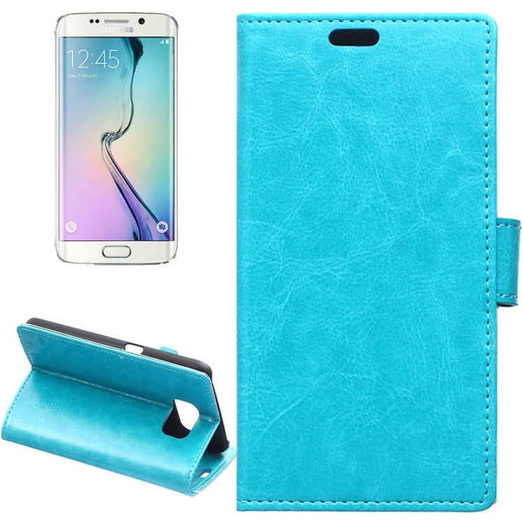 For Galaxy S6 Edge / G925 Crazy Horse Texture Horizontal Flip Solid Color Magnetic Buckle Leather Case with Holder & Card Slots & Wallet