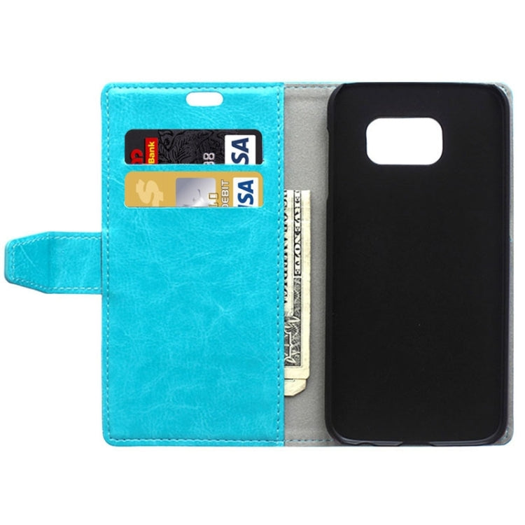 For Galaxy S6 Edge / G925 Crazy Horse Texture Horizontal Flip Solid Color Magnetic Buckle Leather Case with Holder & Card Slots & Wallet