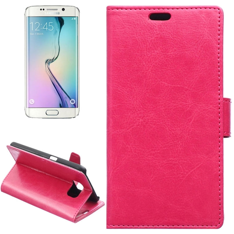 For Galaxy S6 Edge / G925 Crazy Horse Texture Horizontal Flip Solid Color Magnetic Buckle Leather Case with Holder & Card Slots & Wallet