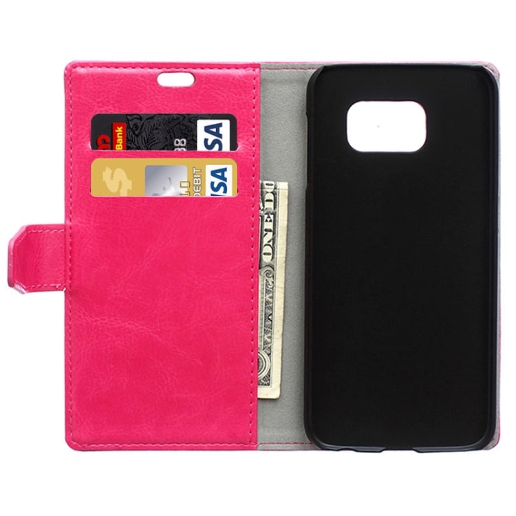 For Galaxy S6 Edge / G925 Crazy Horse Texture Horizontal Flip Solid Color Magnetic Buckle Leather Case with Holder & Card Slots & Wallet