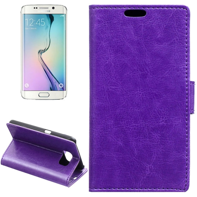 For Galaxy S6 Edge / G925 Crazy Horse Texture Horizontal Flip Solid Color Magnetic Buckle Leather Case with Holder & Card Slots & Wallet
