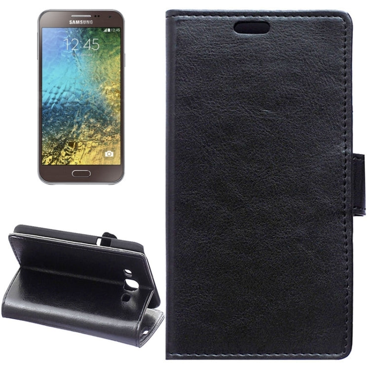Crazy Horse Texture Horizontal Flip Solid Color Magnetic Buckle Leather Case with Holder & Card Slots & Wallet for Galaxy E5 / E500