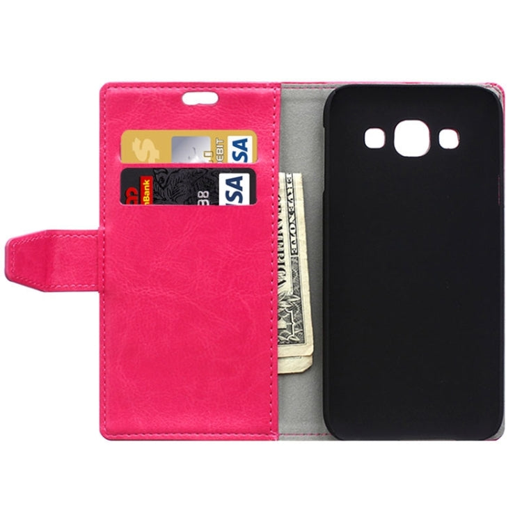 Crazy Horse Texture Horizontal Flip Solid Color Magnetic Buckle Leather Case with Holder & Card Slots & Wallet for Galaxy E5 / E500