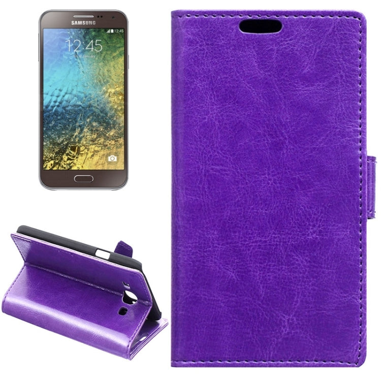 Crazy Horse Texture Horizontal Flip Solid Color Magnetic Buckle Leather Case with Holder & Card Slots & Wallet for Galaxy E5 / E500