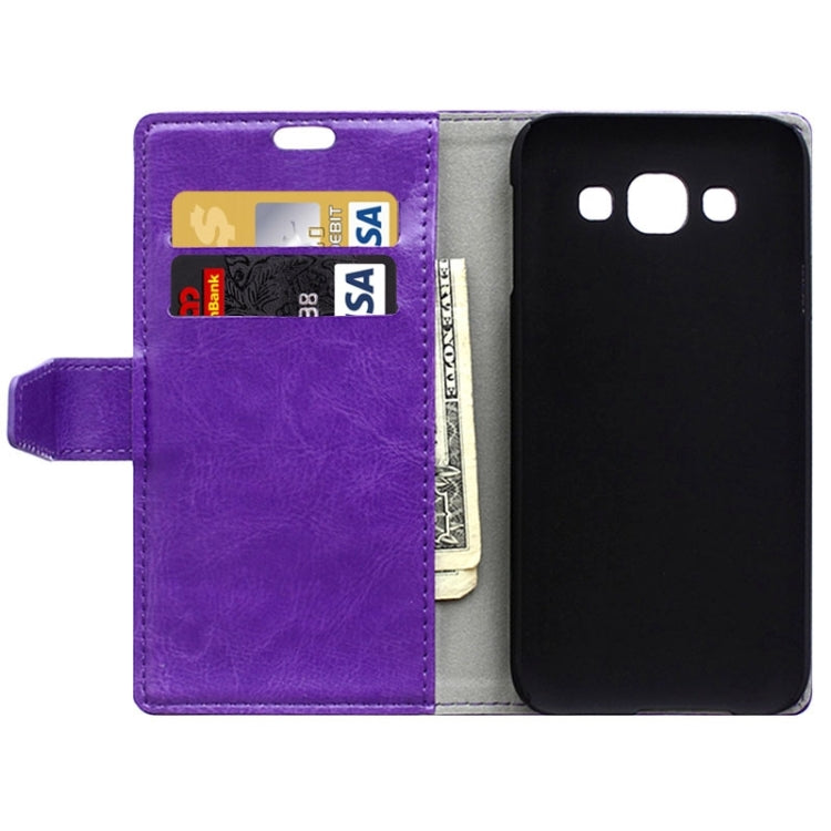 Crazy Horse Texture Horizontal Flip Solid Color Magnetic Buckle Leather Case with Holder & Card Slots & Wallet for Galaxy E5 / E500
