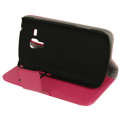 Litchi Texture Horizontal Flip Leather Case with Credit Card Slots & Holder for Galaxy Trend Duos / S7562(Magenta)