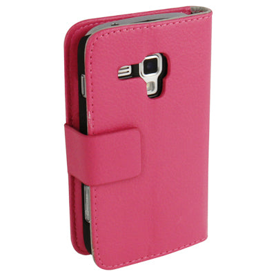 Litchi Texture Horizontal Flip Leather Case with Credit Card Slots & Holder for Galaxy Trend Duos / S7562(Magenta)