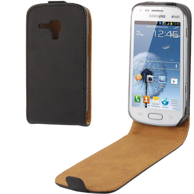 Vertical Flip Leather Case for Galaxy Trend Duos / S7562(Black)