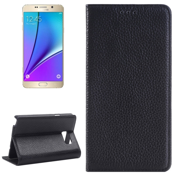 Litchi Texture Horizontal Flip Solid Color Genuine Leather Case with Holder and Card Slot for Galaxy Note 5 / N920