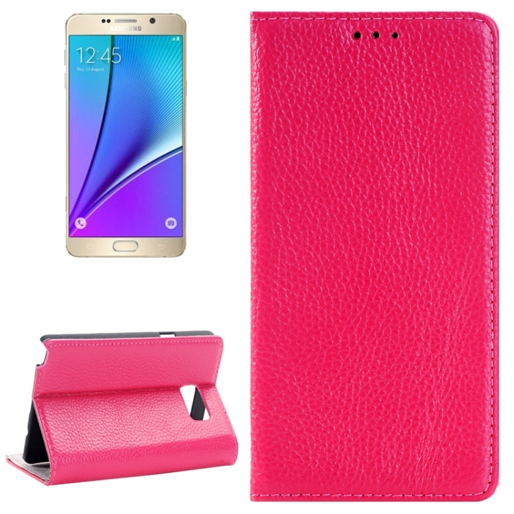 Litchi Texture Horizontal Flip Solid Color Genuine Leather Case with Holder and Card Slot for Galaxy Note 5 / N920