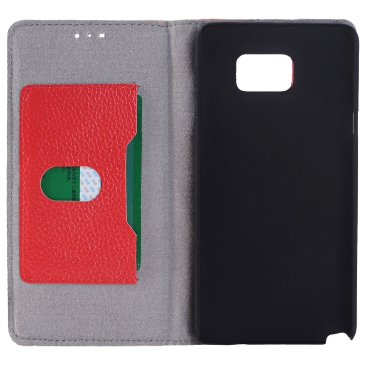 Litchi Texture Horizontal Flip Solid Color Genuine Leather Case with Holder and Card Slot for Galaxy Note 5 / N920